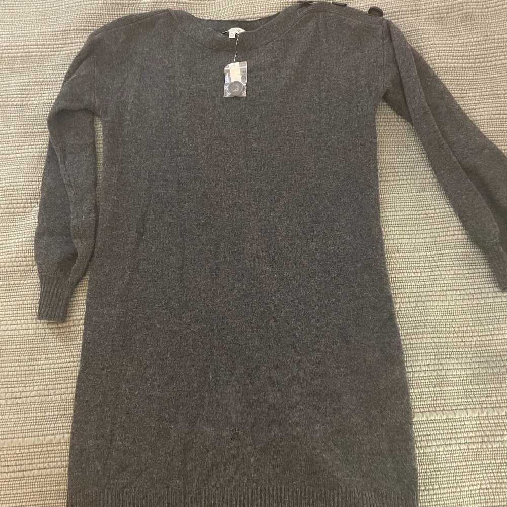 Madewell Button Shoulder Grey Sweater Dress